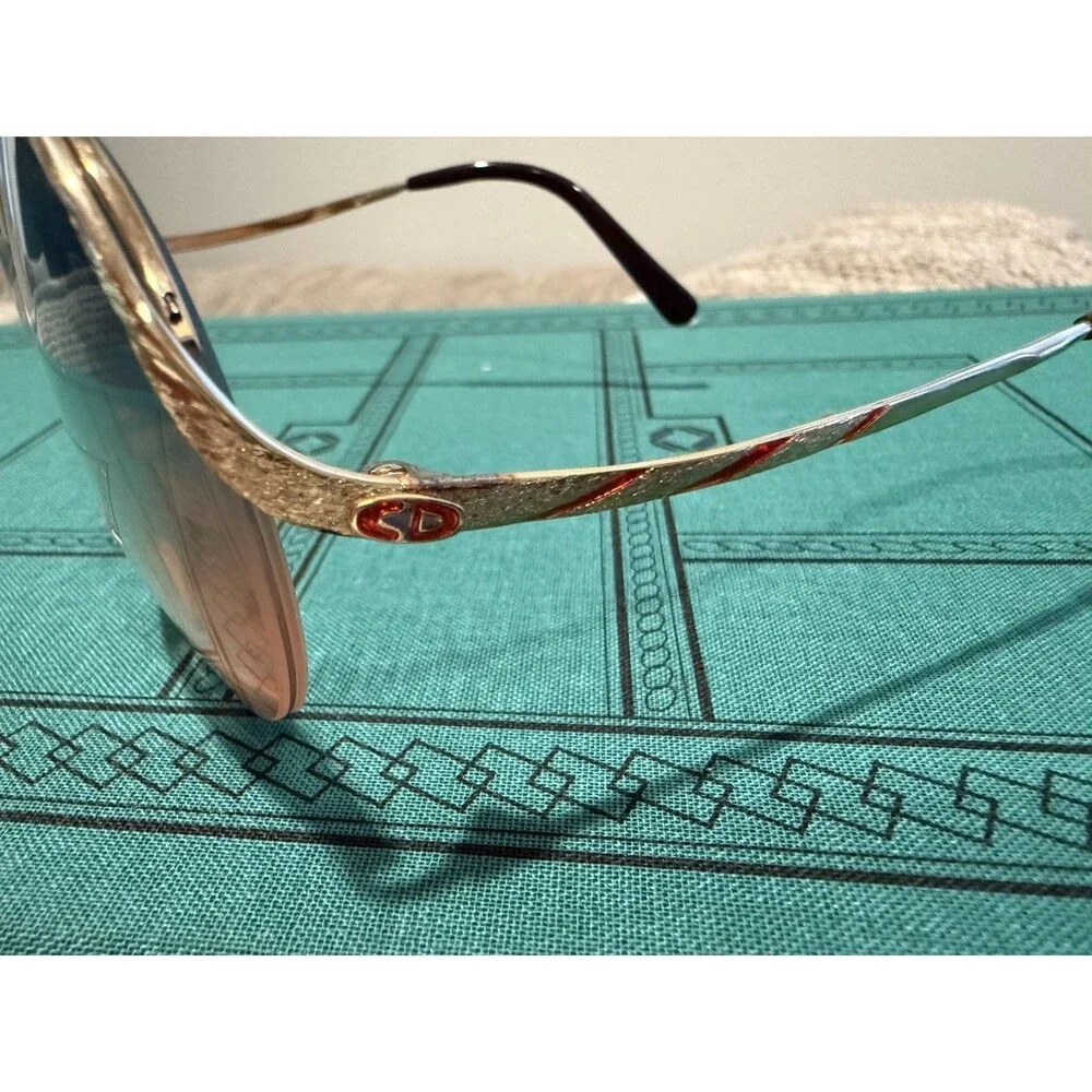 Vintage Christian Dior 2240 Gold Semi Rimless Eyeglass Frames Italy